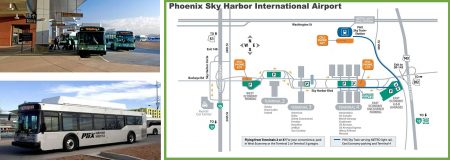 Phoenix Airport bus location and route